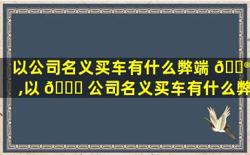 以公司名义买车有什么弊端 💮 ,以 🐒 公司名义买车有什么弊端和利弊
